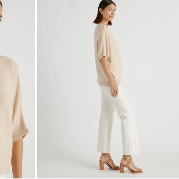 NWT QUINCE Lightweight Cotton Cashmere LinkStitch Dolman Sweater Oatmeal XL 2408 - Picture 9 of 12